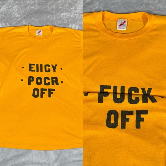 Vintage Other - Vintage EIIGY POCR F**k Off Flip T Shirt Mens XL (Fits L) Funny Made In USA 90s